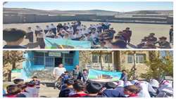 آیین زنگ خاک و کلاس آموزشی حفاظت از خاک در مدرسه عدالت روستای آلاچمن شهرستان ایجرود - 8 آبان 1403